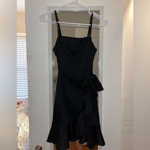 Princess Polly Satin Black Wrap Dress